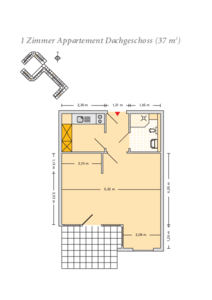 1 Zimmer Dachgeschoss (37 qm) 