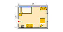 Pflegeheim Meerane Haus Hirschgrund mit Beispielgrundriss Einzelzimmer.
