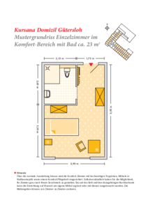 Grundrissbeispiel Einzelzimmer Komfort-Wohnbereich