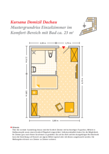 Grundrissbeispiel Einzelzimmer Komfort-Wohnbereich