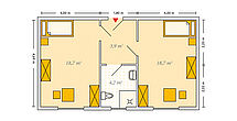 Pflegeheim Torgelow Haus Waldsiedlung mit Beispielgrundriss Doppelzimmer.