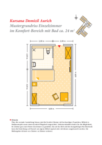 Grundrissbeispiel Einzelzimmer Komfort-Wohnbereich