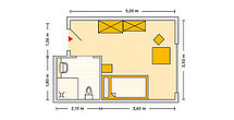 Pflegeheim Meerane Haus Hoehenweg mit Beispielgrundriss Einzelzimmer.