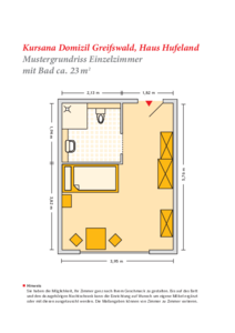 Grundrissbeispiel Einzelzimmer Haus Hufeland