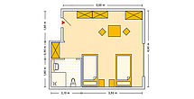 Pflegeheim Meerane Haus Hoehenweg mit Beispielgrundriss Doppelzimmer.